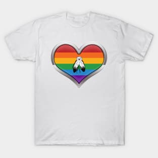 Large Two-Spirited Pride Flag Colored Heart with Chrome Frame T-Shirt